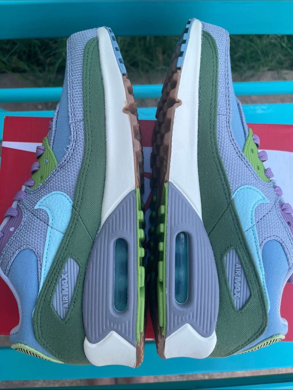 Nike Youth 6.5 Colorblock AirMax Athletic Shoes - Lavender, Blue, & Green